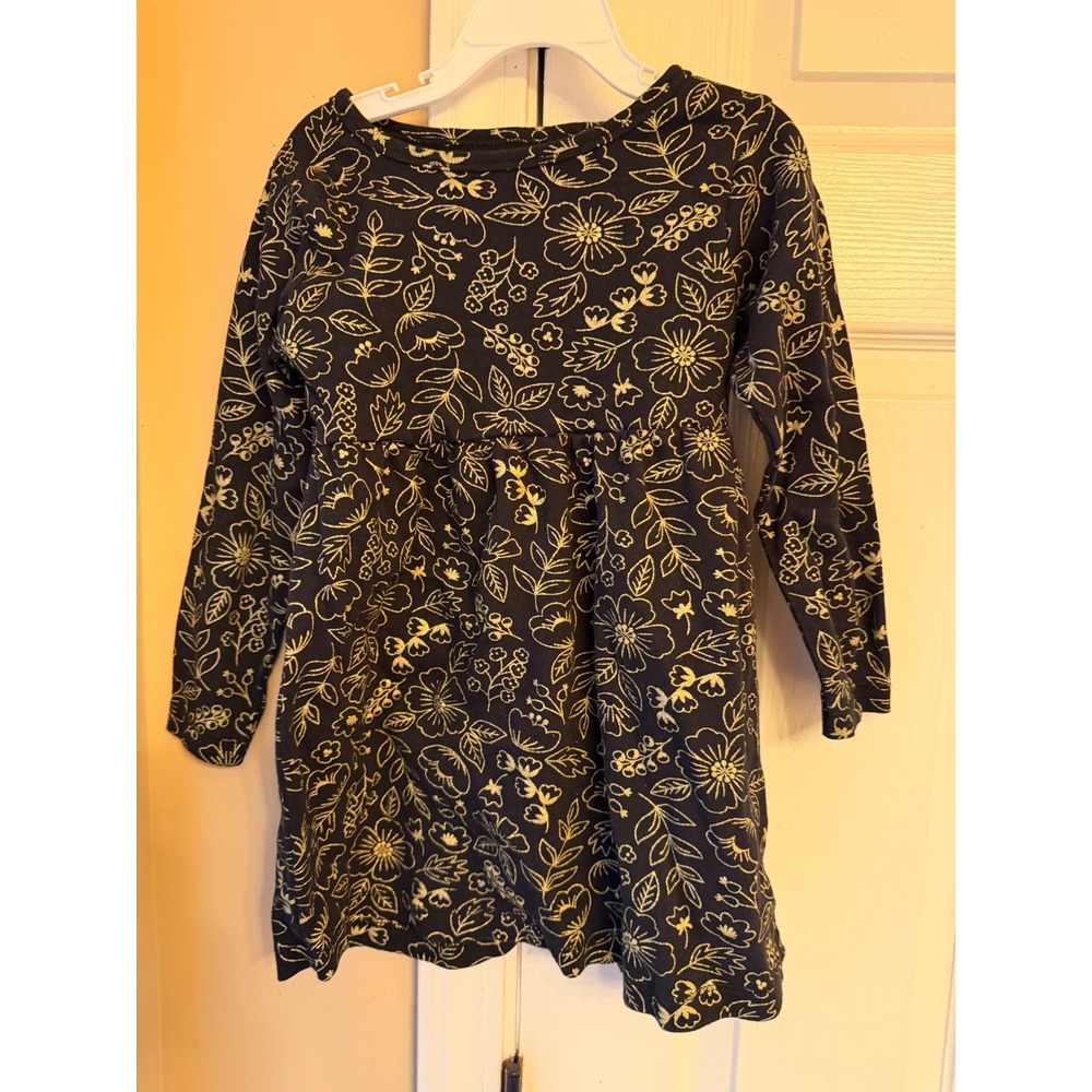 HB black dress with golden floral designs